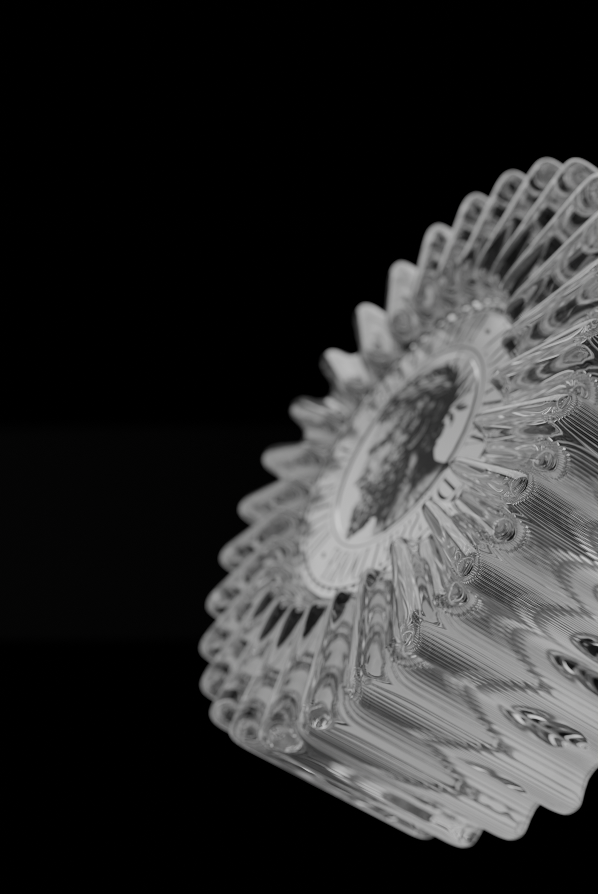Casted glass stopper detail for the Maison Dieux Père vodka macérat bottle.
